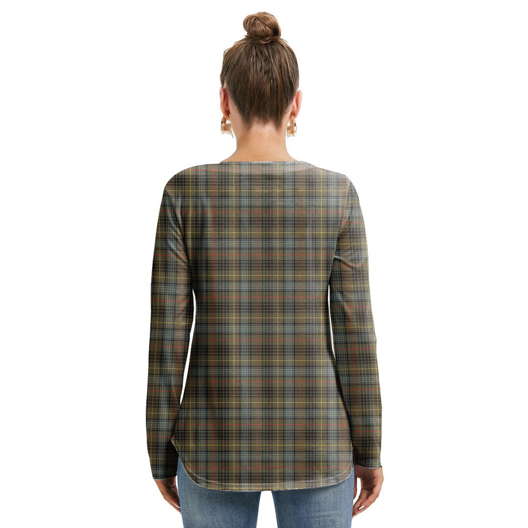 Stewart Hunting Weathered Tartan Crest Long Sleeve Neckline Tie Sweatshirt