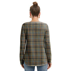 Stewart Hunting Weathered Tartan Crest Long Sleeve Neckline Tie Sweatshirt