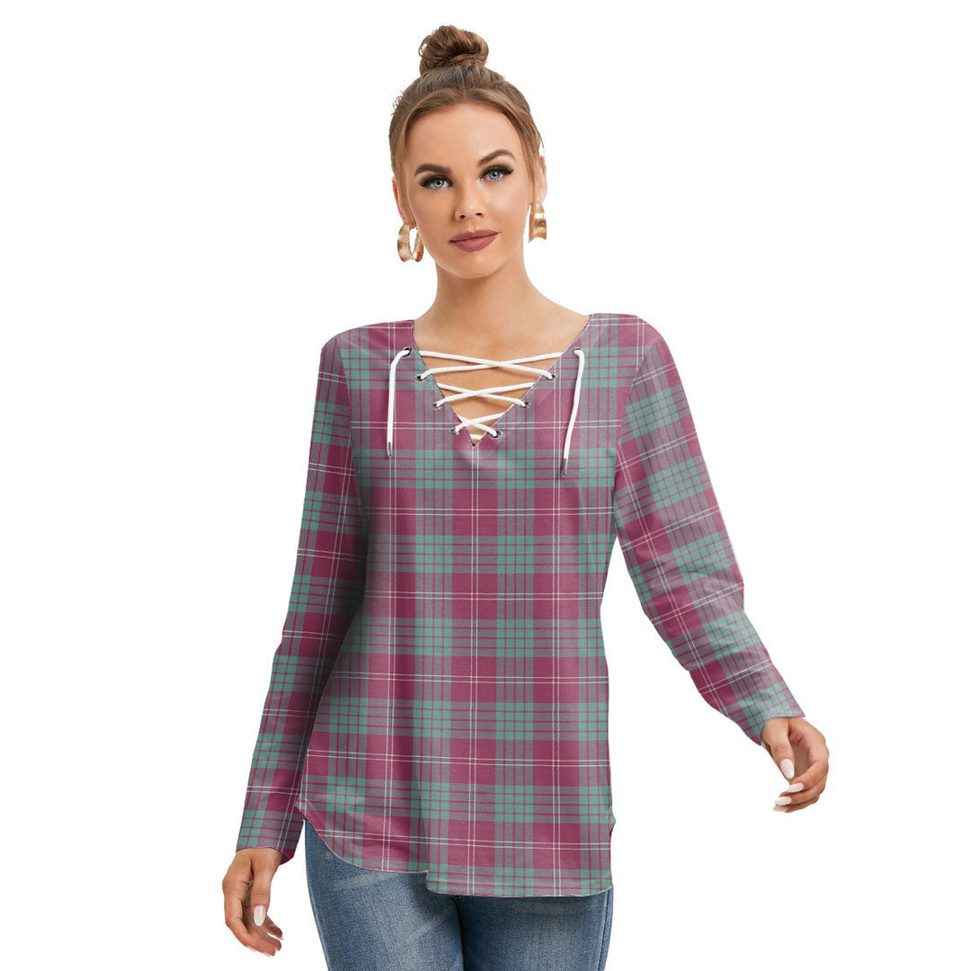 Crawford Ancient Tartan Plaid Long Sleeve Neckline Tie Sweatshirt