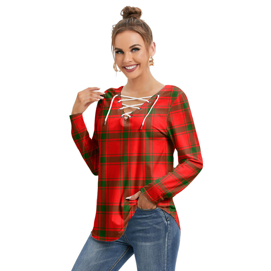 MacDonald of Sleat Tartan Plaid Long Sleeve Neckline Tie Sweatshirt