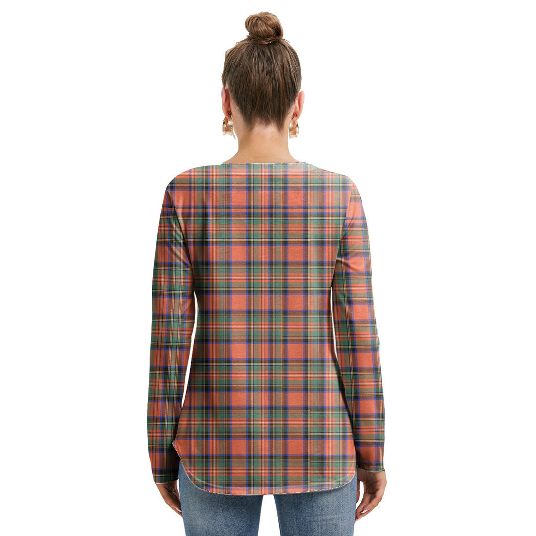 Stewart Royal Ancient Tartan Plaid Long Sleeve Neckline Tie Sweatshirt