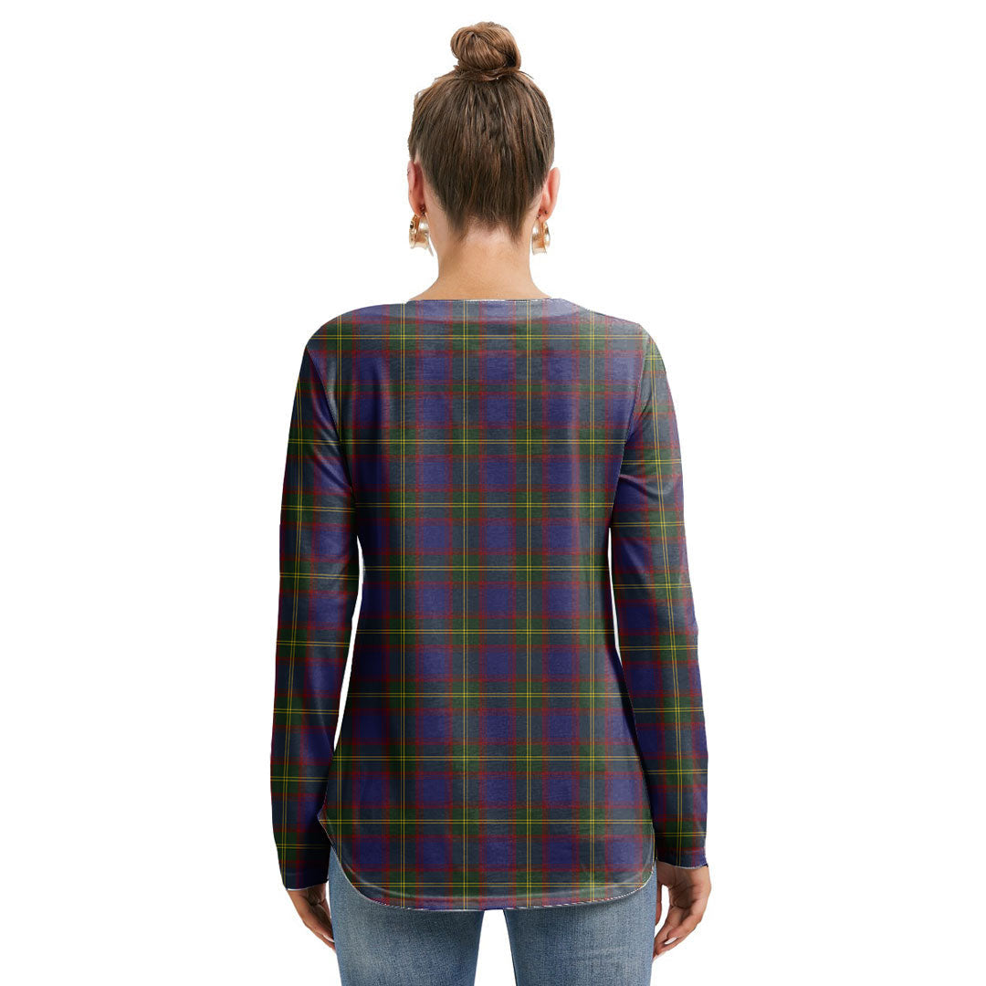 Durie Tartan Plaid Long Sleeve Neckline Tie Sweatshirt