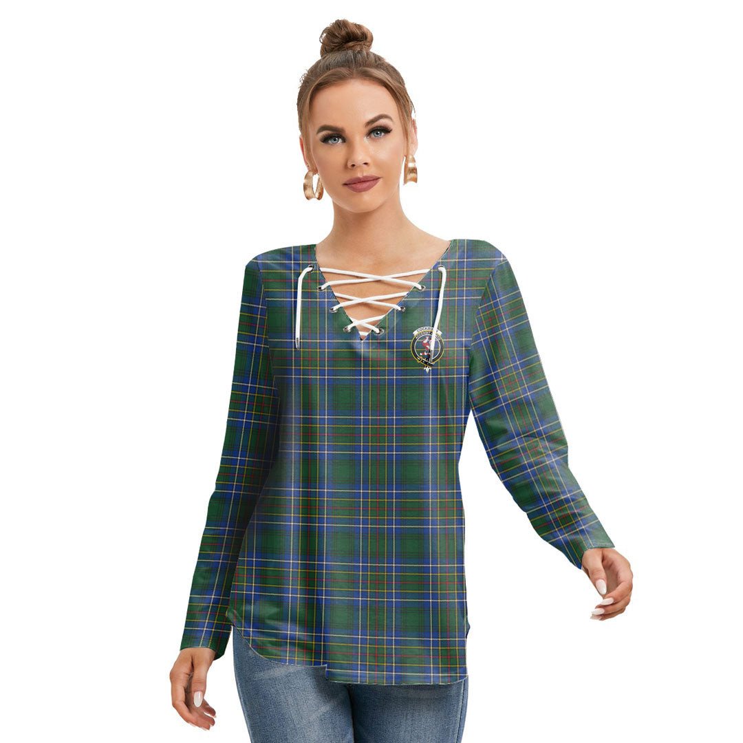 Cockburn Ancient Tartan Crest Long Sleeve Neckline Tie Sweatshirt