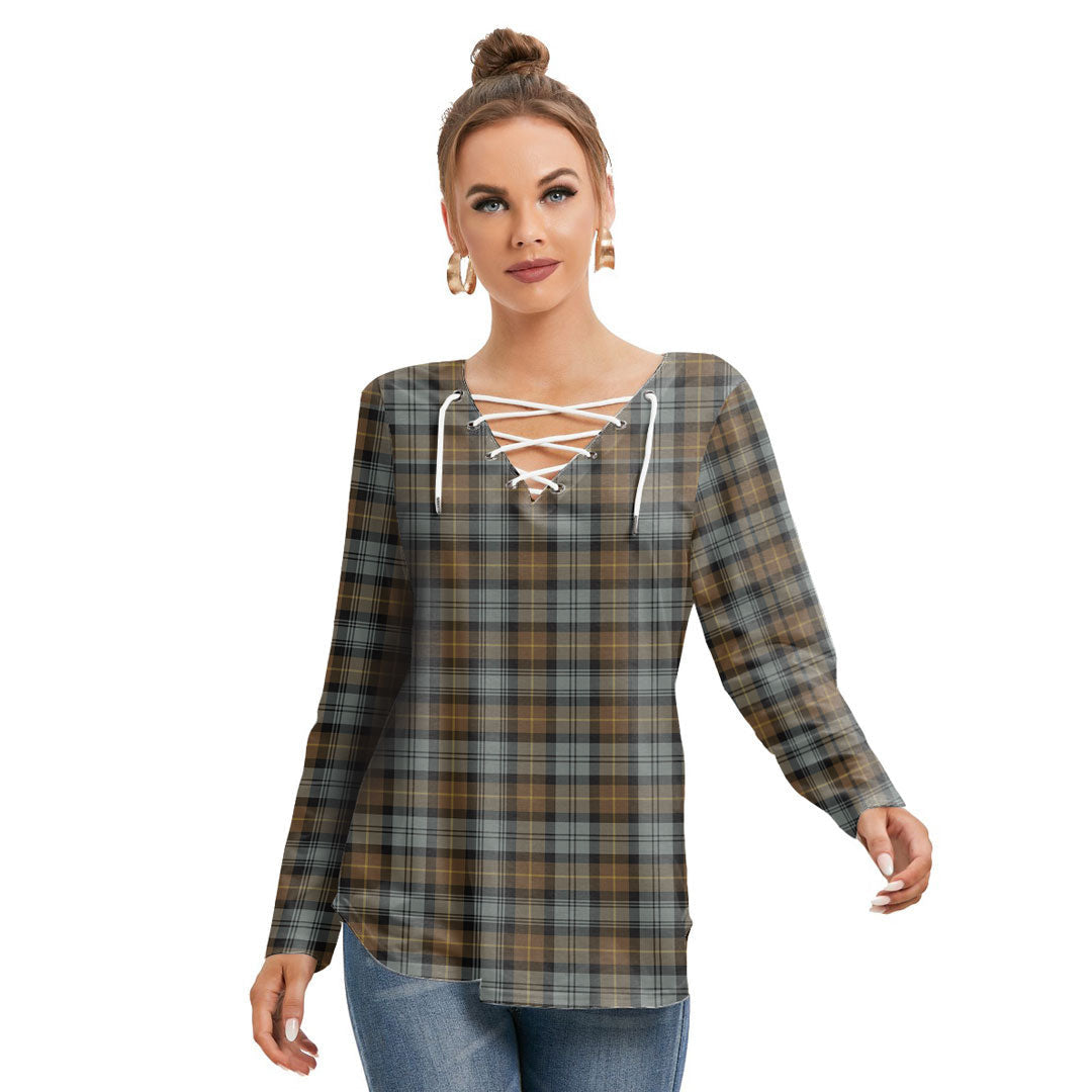 Gordon Weathered Tartan Plaid Long Sleeve Neckline Tie Sweatshirt