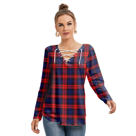 MacLachlan Modern Tartan Plaid Long Sleeve Neckline Tie Sweatshirt