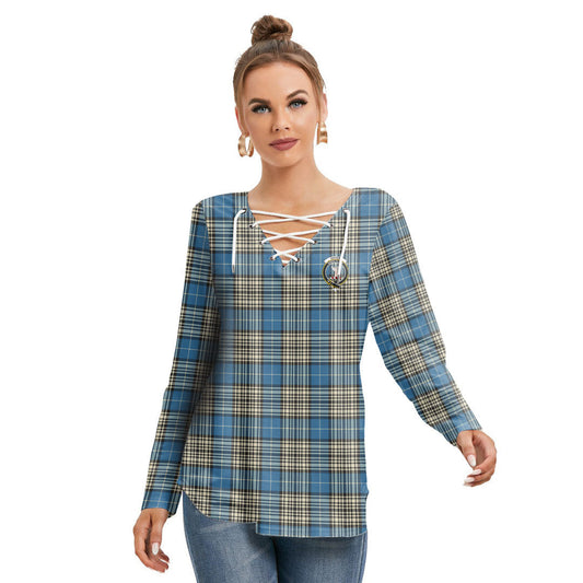 Napier Ancient Tartan Crest Long Sleeve Neckline Tie Sweatshirt