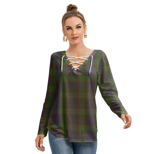 Cunningham Hunting Modern Tartan Plaid Long Sleeve Neckline Tie Sweatshirt