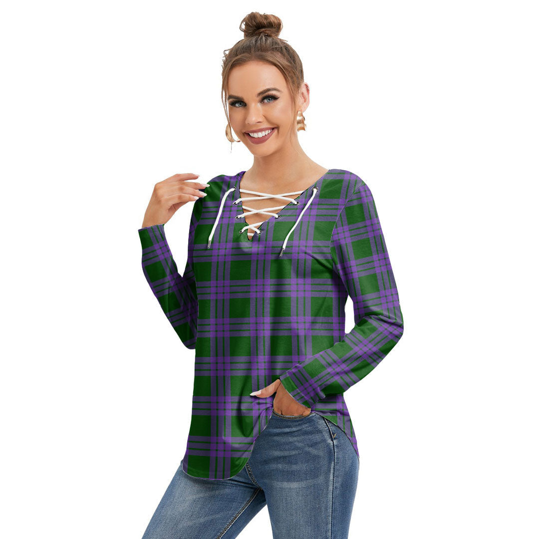 Elphinstone Tartan Plaid Long Sleeve Neckline Tie Sweatshirt