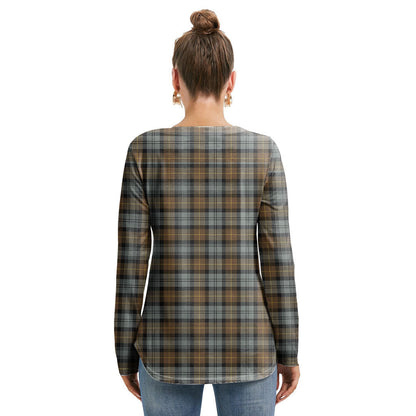 Gordon Weathered Tartan Plaid Long Sleeve Neckline Tie Sweatshirt