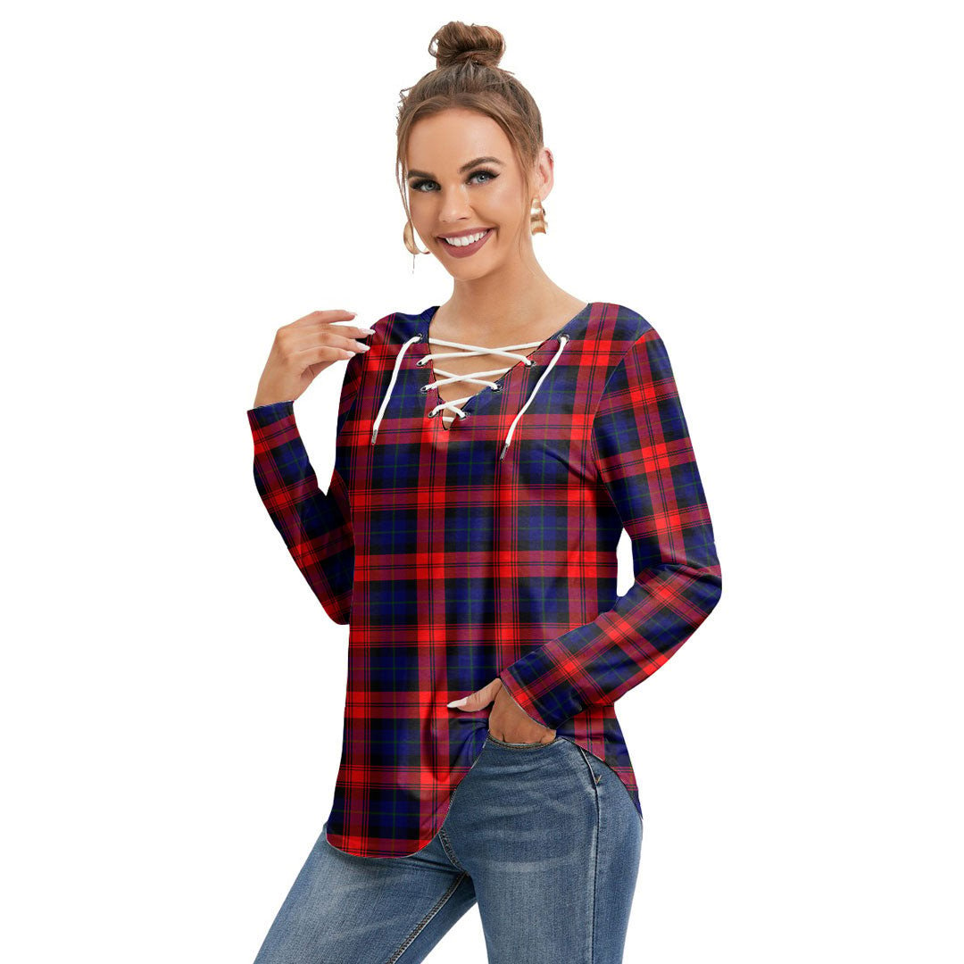 MacLachlan Modern Tartan Plaid Long Sleeve Neckline Tie Sweatshirt