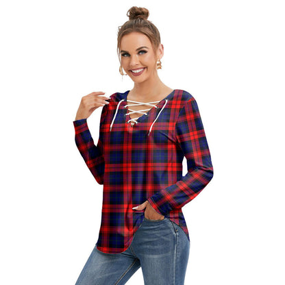 MacLachlan Modern Tartan Plaid Long Sleeve Neckline Tie Sweatshirt