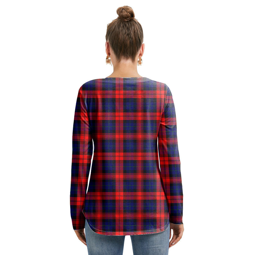 MacLachlan Modern Tartan Plaid Long Sleeve Neckline Tie Sweatshirt