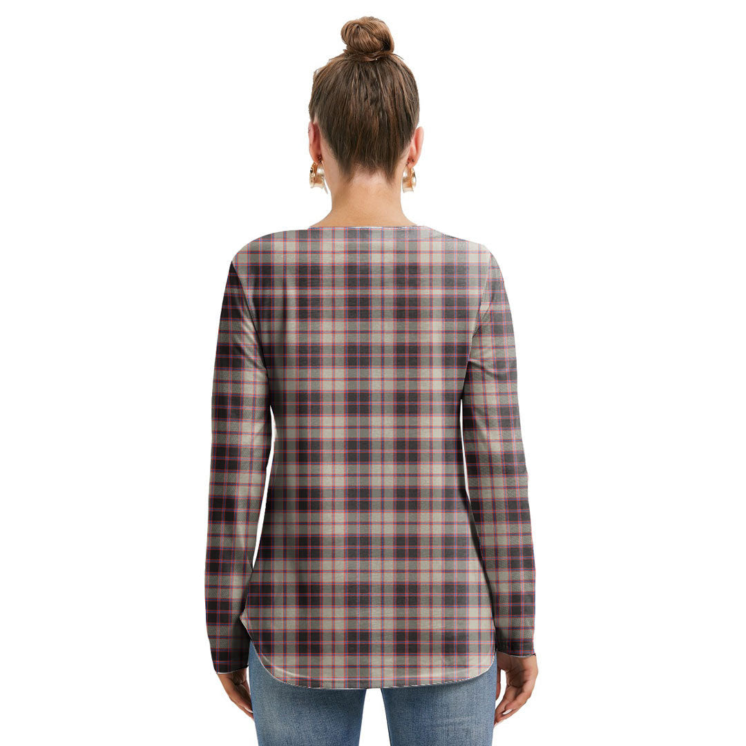 MacPherson Hunting Ancient Tartan Plaid Long Sleeve Neckline Tie Sweatshirt