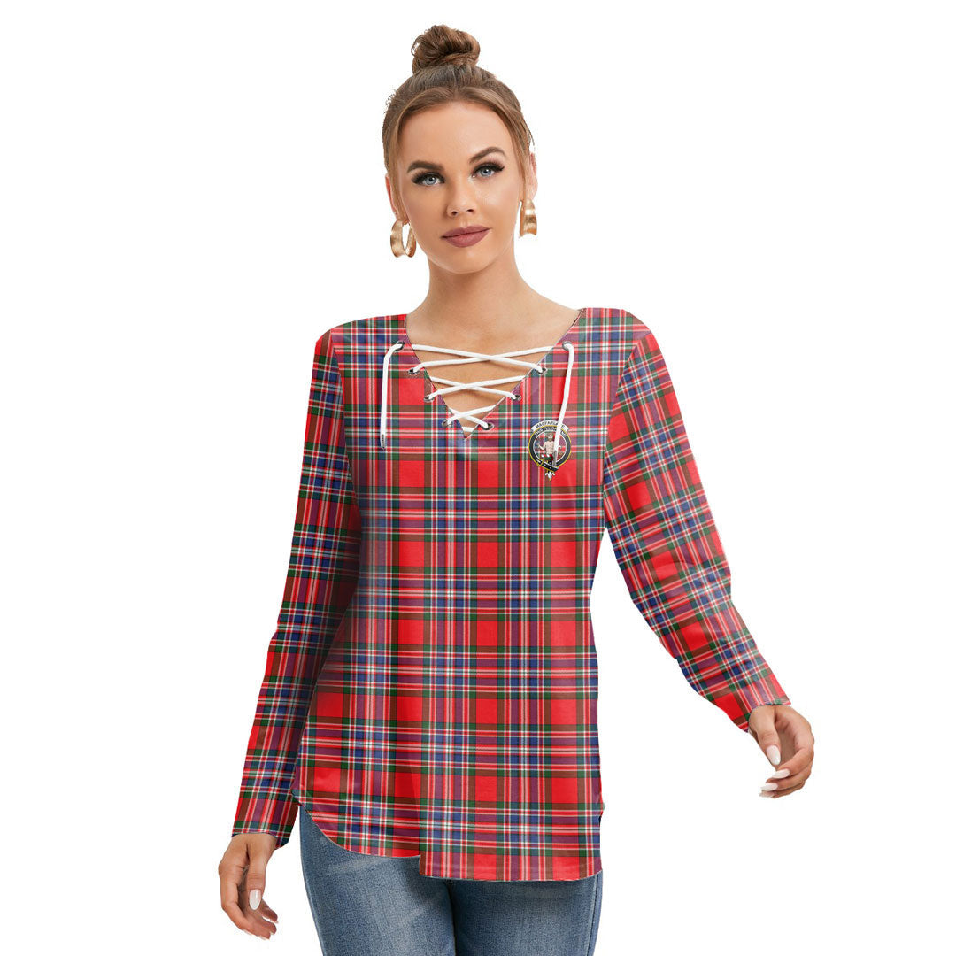 MacFarlane Modern Tartan Crest Long Sleeve Neckline Tie Sweatshirt