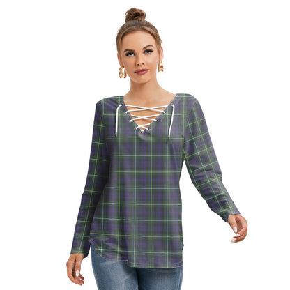 Campbell Argyll Modern Tartan Plaid Long Sleeve Neckline Tie Sweatshirt