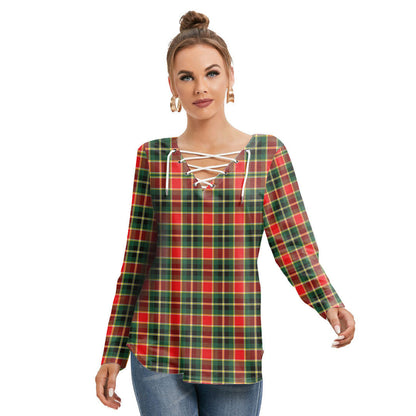 MacLachlan Hunting Modern Tartan Plaid Long Sleeve Neckline Tie Sweatshirt