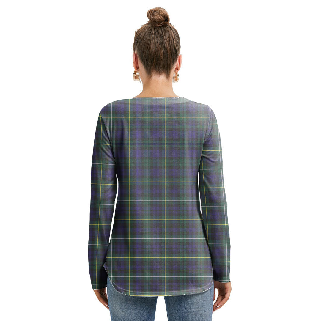 Campbell Argyll Modern Tartan Plaid Long Sleeve Neckline Tie Sweatshirt