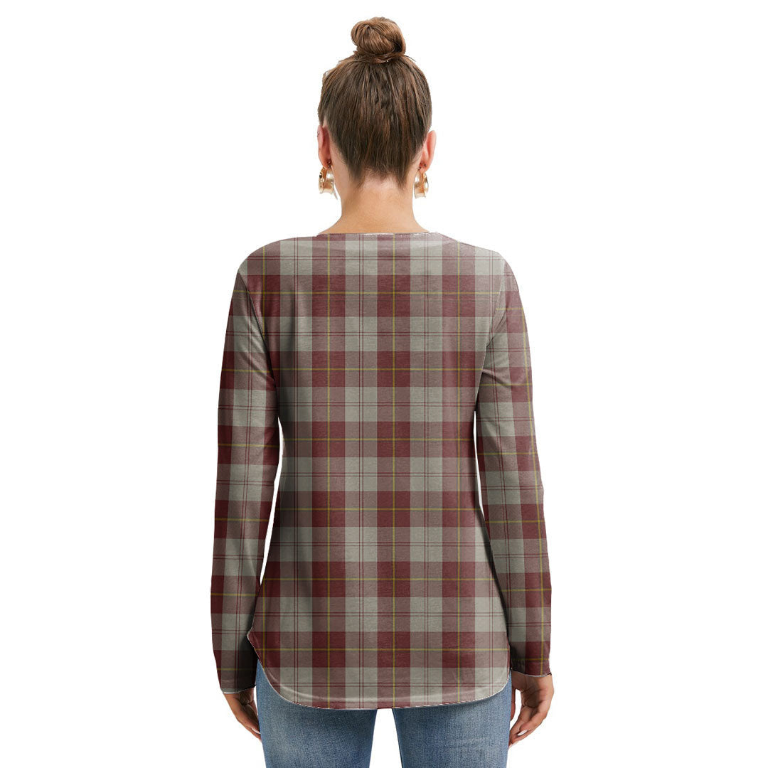 Cunningham Burgundy Dancers Tartan Plaid Long Sleeve Neckline Tie Sweatshirt