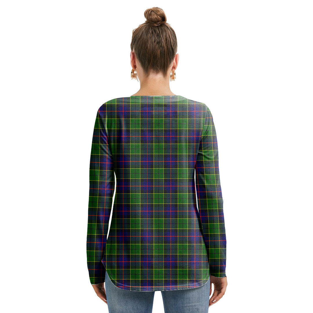 Forsyth Modern Tartan Crest Long Sleeve Neckline Tie Sweatshirt