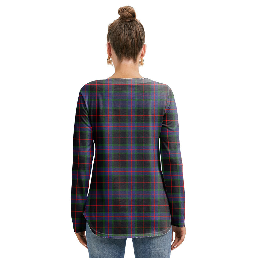 Nairn Tartan Plaid Long Sleeve Neckline Tie Sweatshirt