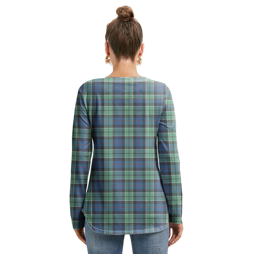 Leslie Hunting Ancient Tartan Plaid Long Sleeve Neckline Tie Sweatshirt