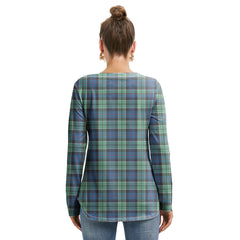 Leslie Hunting Ancient Tartan Plaid Long Sleeve Neckline Tie Sweatshirt