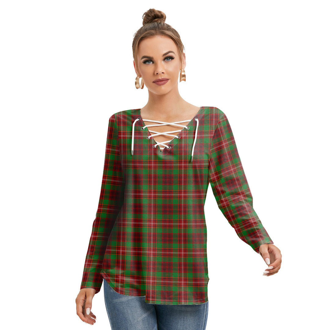 Ainslie Tartan Plaid Long Sleeve Neckline Tie Sweatshirt