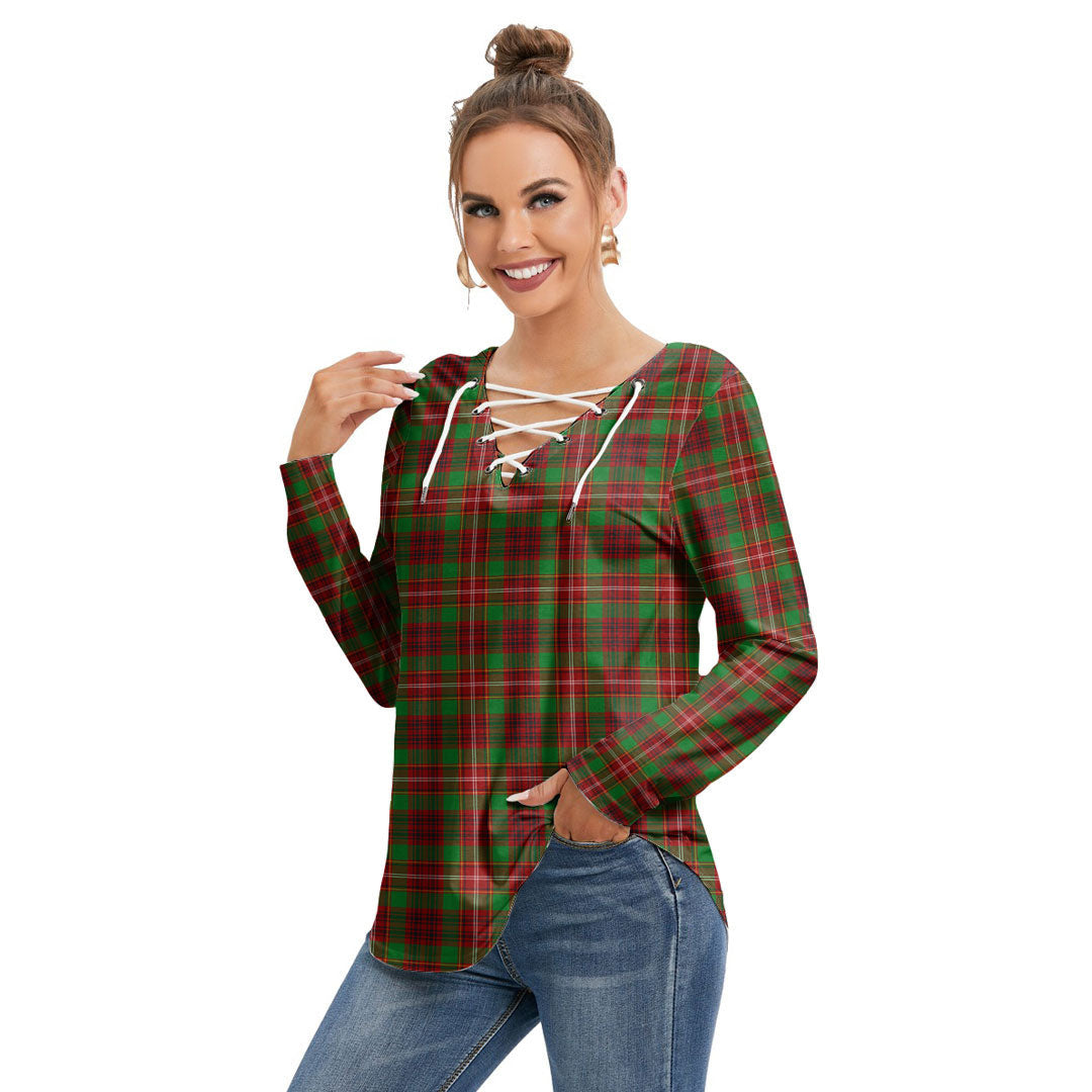 Ainslie Tartan Plaid Long Sleeve Neckline Tie Sweatshirt