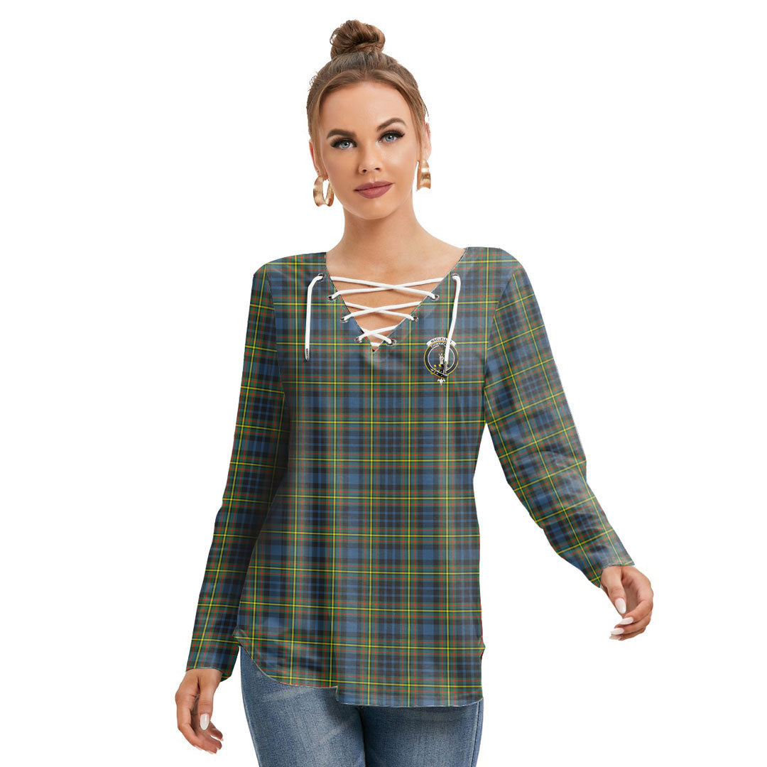 MacLellan Ancient Tartan Crest Long Sleeve Neckline Tie Sweatshirt