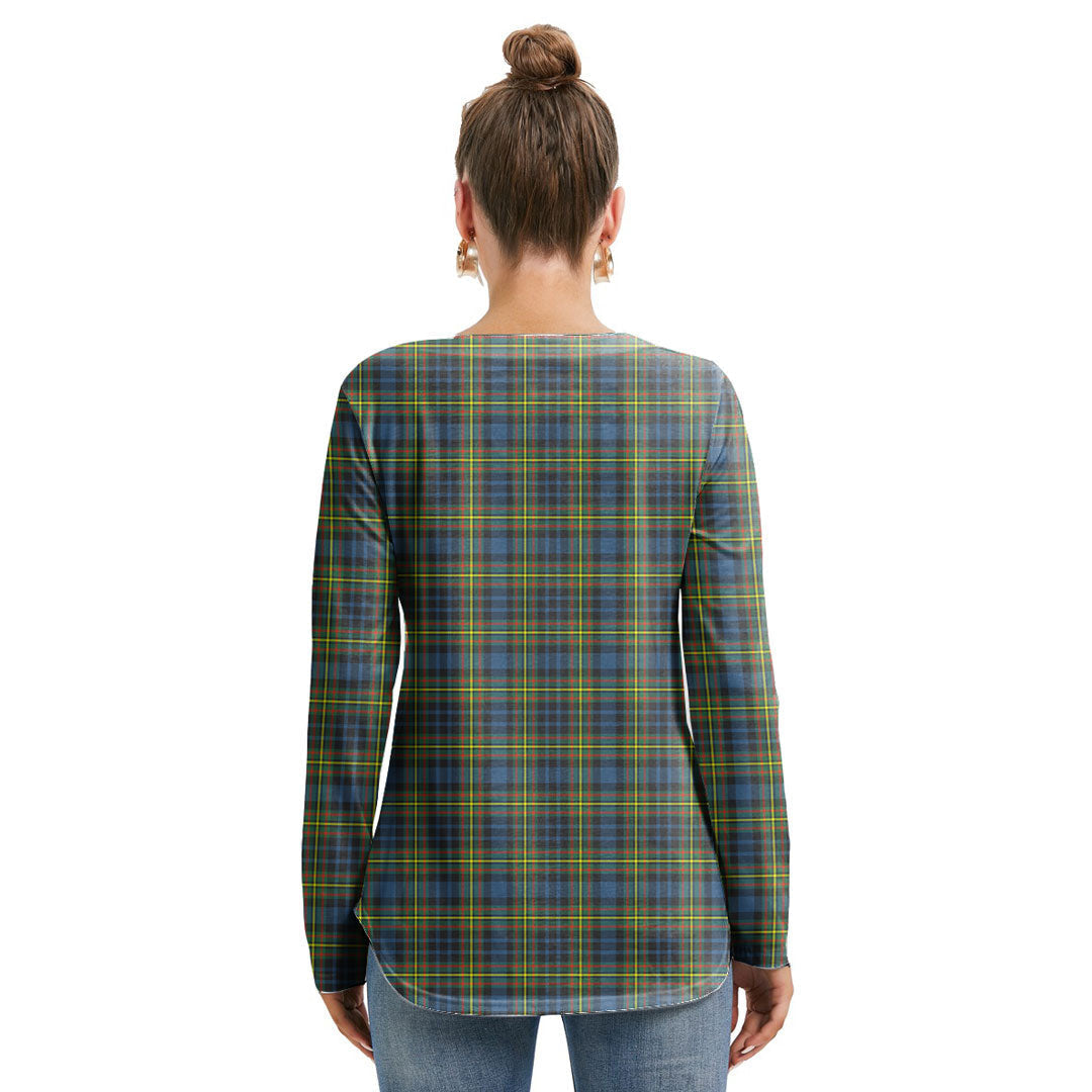 MacLellan Ancient Tartan Crest Long Sleeve Neckline Tie Sweatshirt