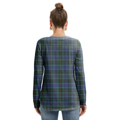 MacInnes Modern Tartan Plaid Long Sleeve Neckline Tie Sweatshirt