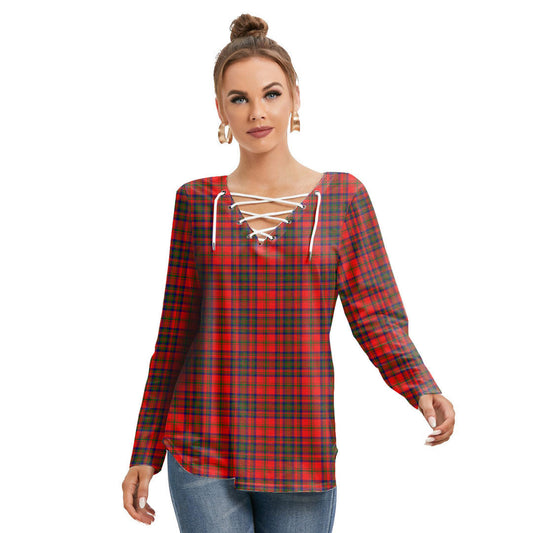 Matheson Modern Tartan Plaid Long Sleeve Neckline Tie Sweatshirt