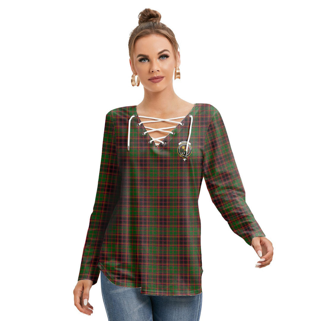 Buchan Modern Tartan Crest Long Sleeve Neckline Tie Sweatshirt