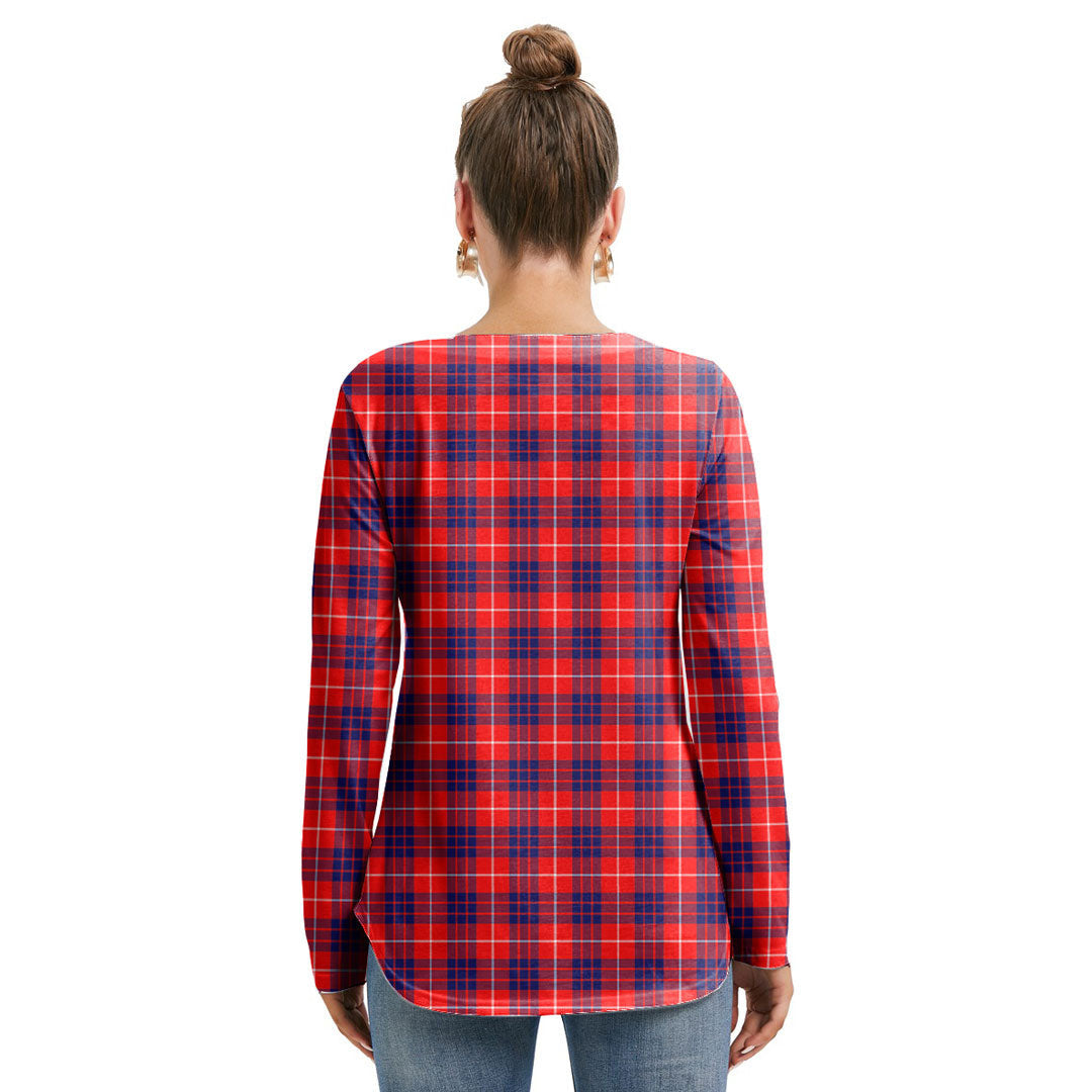 Hamilton Modern Tartan Crest Long Sleeve Neckline Tie Sweatshirt