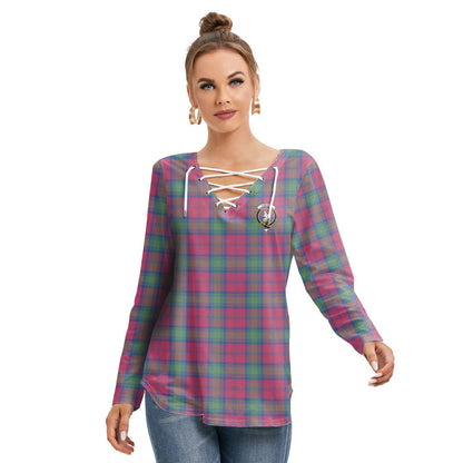 Lindsay Ancient Tartan Crest Long Sleeve Neckline Tie Sweatshirt