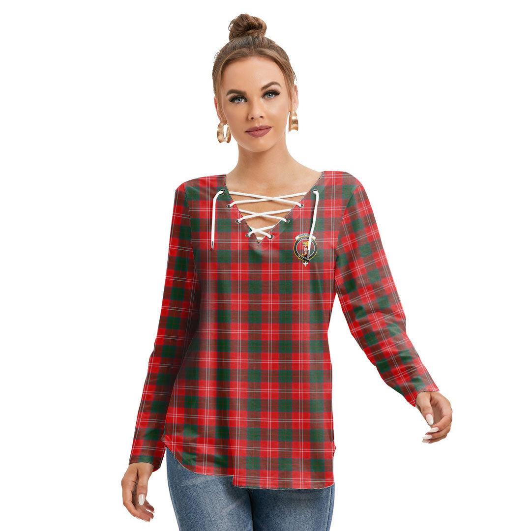 Chisholm Modern Tartan Crest Long Sleeve Neckline Tie Sweatshirt