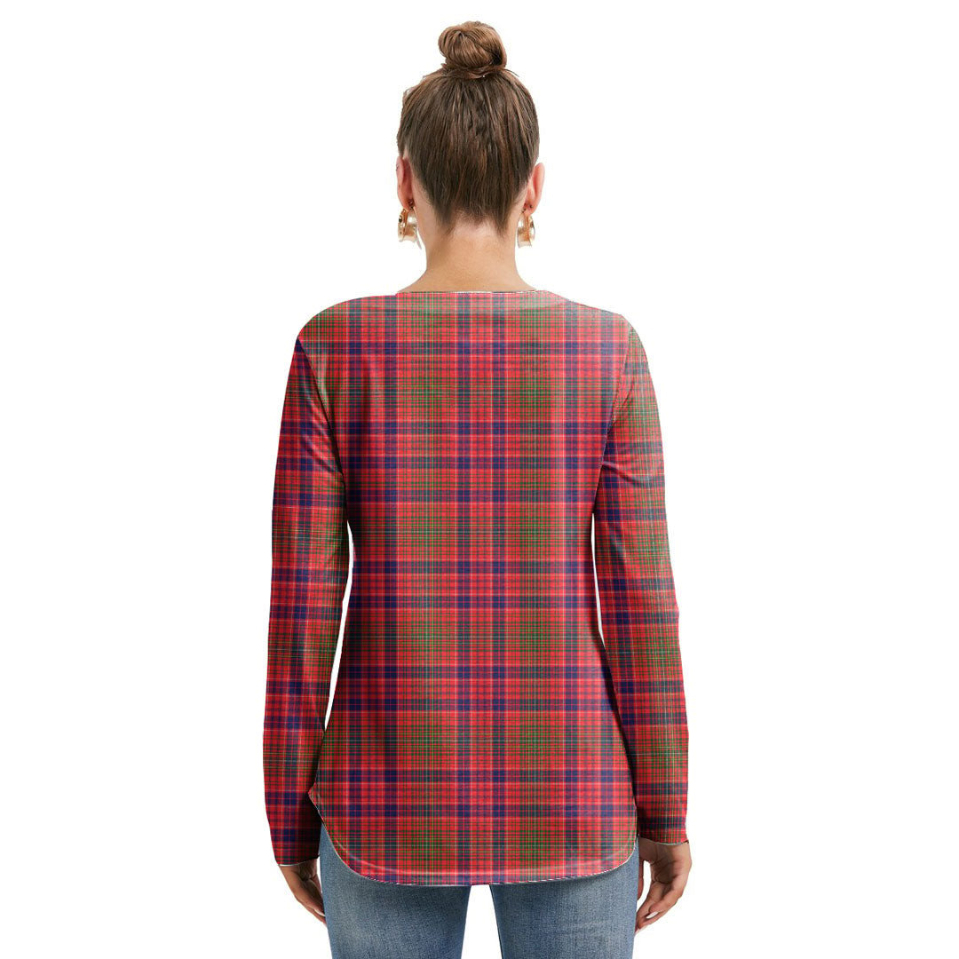 Lumsden Modern Tartan Plaid Long Sleeve Neckline Tie Sweatshirt