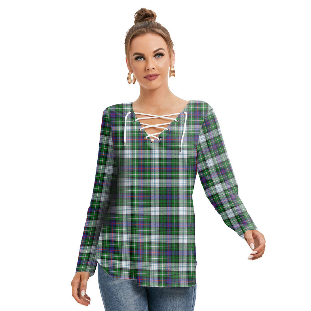 MacKenzie Dress Modern Tartan Plaid Long Sleeve Neckline Tie Sweatshirt