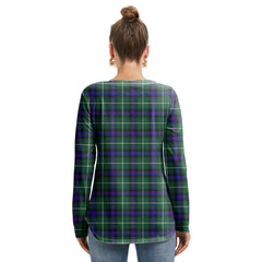 MacDonald of the Isles Hunting Modern Tartan Crest Long Sleeve Neckline Tie Sweatshirt