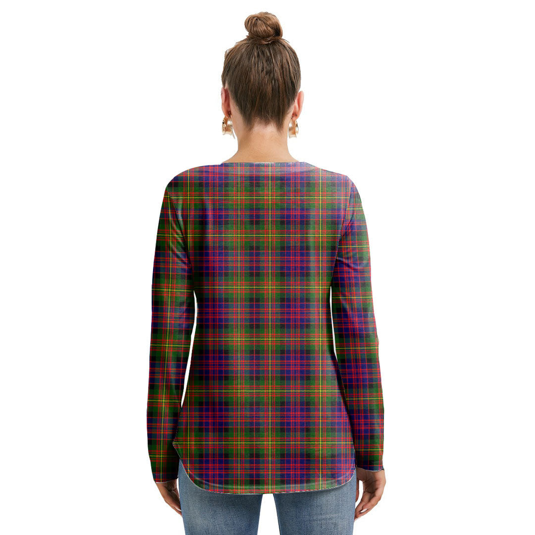 Carnegie Modern Tartan Plaid Long Sleeve Neckline Tie Sweatshirt