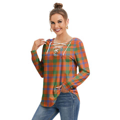Ross Ancient Tartan Plaid Long Sleeve Neckline Tie Sweatshirt