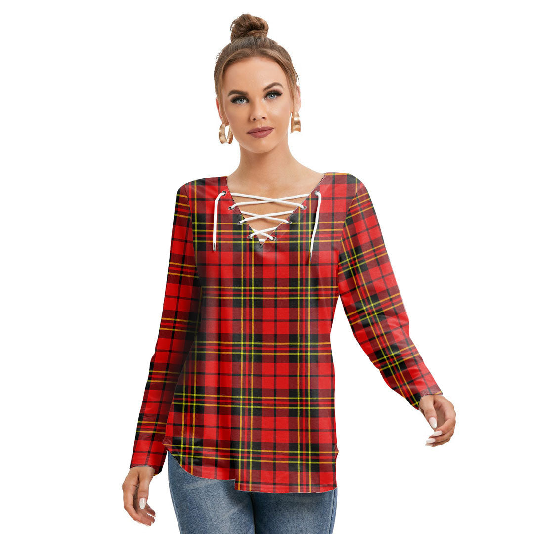 Brodie Modern Tartan Plaid Long Sleeve Neckline Tie Sweatshirt