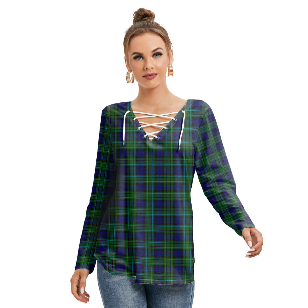 MacCallum Modern Tartan Plaid Long Sleeve Neckline Tie Sweatshirt