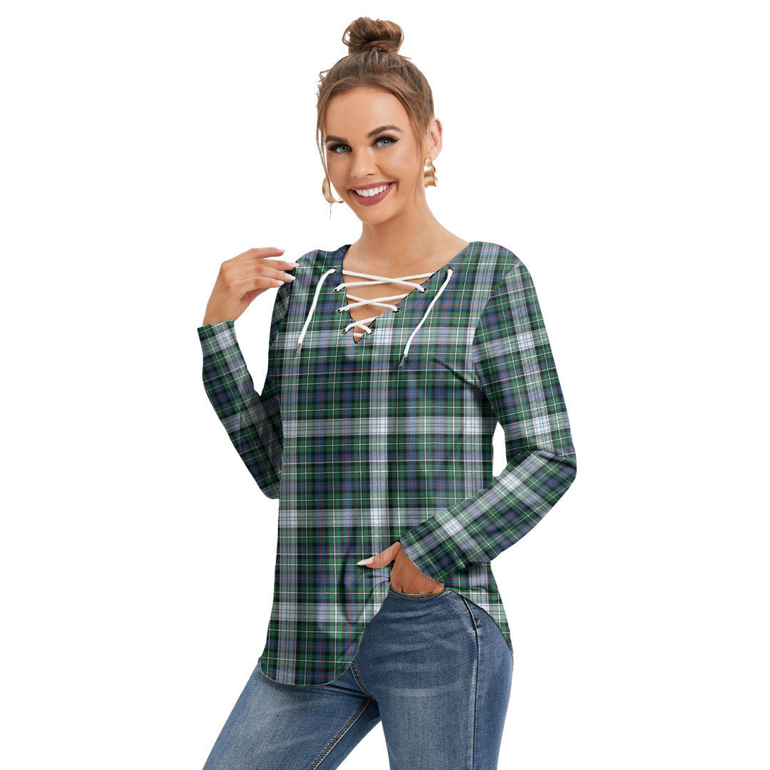 MacKenzie Dress Ancient Tartan Plaid Long Sleeve Neckline Tie Sweatshirt