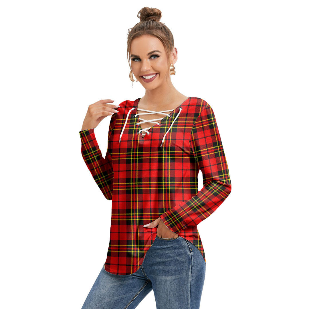 Brodie Modern Tartan Plaid Long Sleeve Neckline Tie Sweatshirt