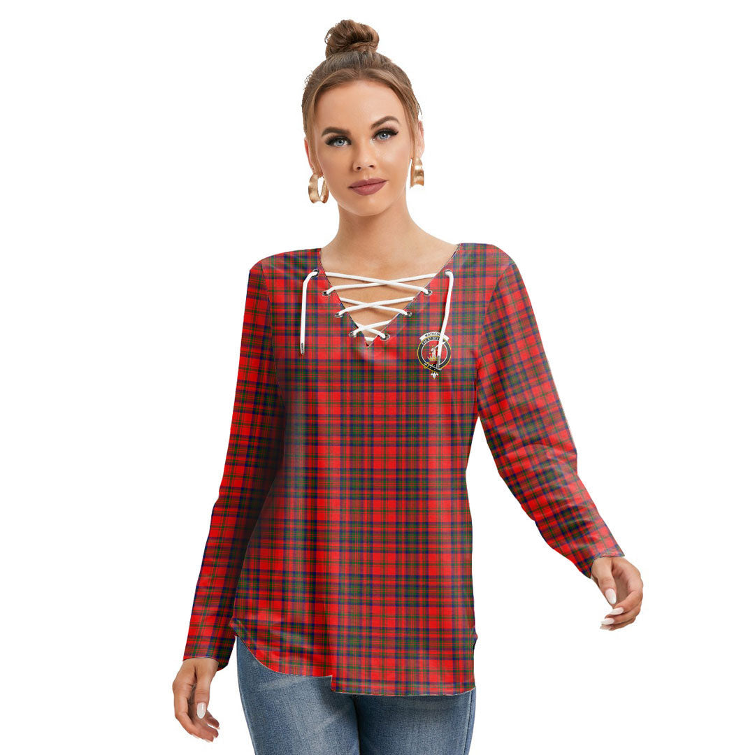 Matheson Modern Tartan Crest Long Sleeve Neckline Tie Sweatshirt