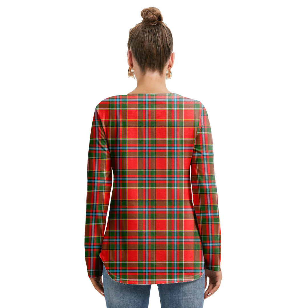 Drummond of Perth Tartan Plaid Long Sleeve Neckline Tie Sweatshirt