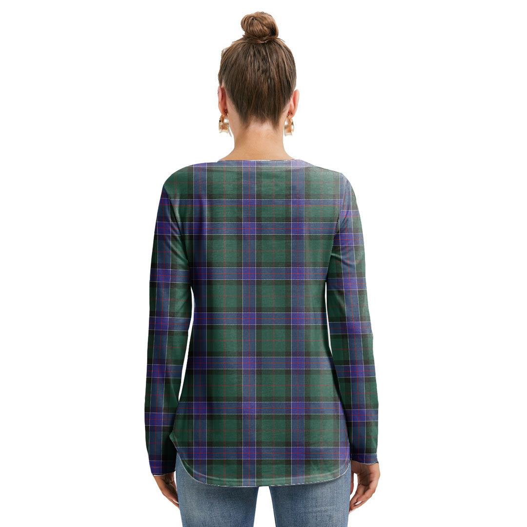 Sinclair Hunting Modern Tartan Plaid Long Sleeve Neckline Tie Sweatshirt