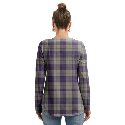 Cunningham Dress Blue Dancers Tartan Crest Long Sleeve Neckline Tie Sweatshirt