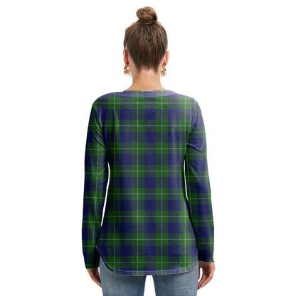 Oliphant Modern Tartan Crest Long Sleeve Neckline Tie Sweatshirt